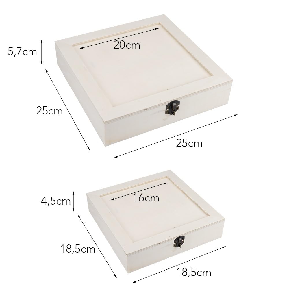 Set 3 Scatole In Legno Con Coperchio - Idee Con Cuore, Per Conservazione O Fai Da Te, 3 Misure