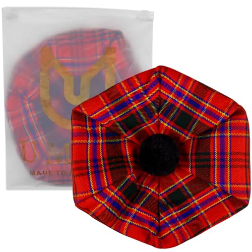 Image of Scottish Tam O' Shanter Hat Tartan Bonnet Pom Pom Wool Flat Cap One Size