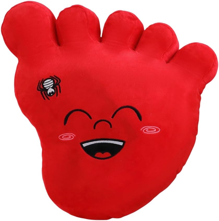Big Foot Throw Pillow 3D Foot Shaped Pillow Cushion Funny LOL-Smiling Face Foot Stuffed Fuzzy Throw Pillow for Home Decor Valentine's Day Birthday Halloween (Red)