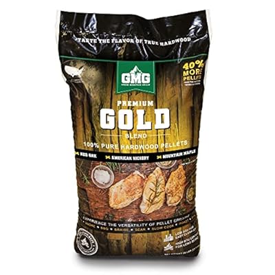 Green Mountain Grills GMG-2001-GOLD Premium Gold Blend Pure Hardwood Pellets with Black Oak, Hickory, Elm, and Mesquite Wood Flavors for Meat Grilling