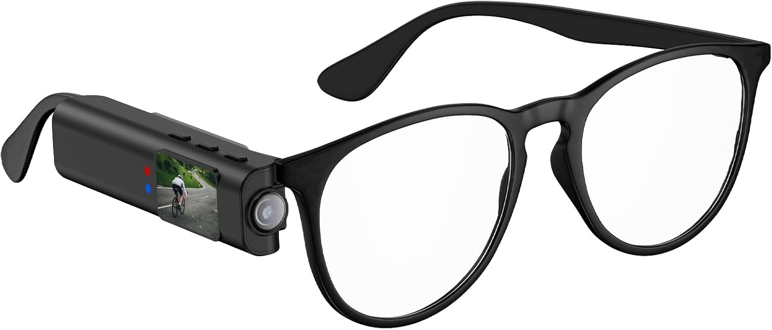 Hands-Free POV Sports Camera for Glasses 2.7K HD, 110 Degree Wide Angle Mini Body Cam with Glasses, Wearable Cam Wifi APP Connection, First-Person View Camera for Traveling Cycling Vlogging(Black)