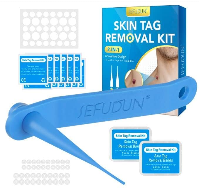 Image of Skin Tag Remover Set, Skin Tag Remover Kit 2 in 1, Skin Tag Removal Kit with Rubber Bands Rings for Removing Small to Medium