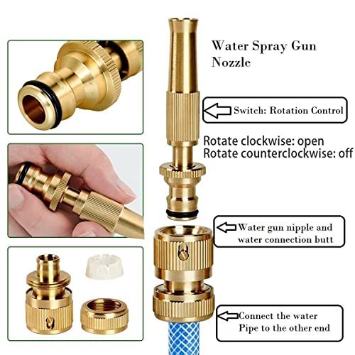 MG MART Brass Nozzle Water Spray Gun Hose Connectors Soft rubber sleeve water spray for Car Bike Window Cleaning and Plants Sprayer for Gardening Hose Pipe Spray Water Gun.(Without Hose)