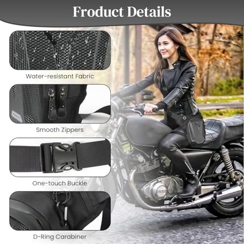 Image of STHIRA Motorcycle Waist Drop Leg Bag -Waterproof Hard Shell Storage Bag Double Layer Zippered Waist