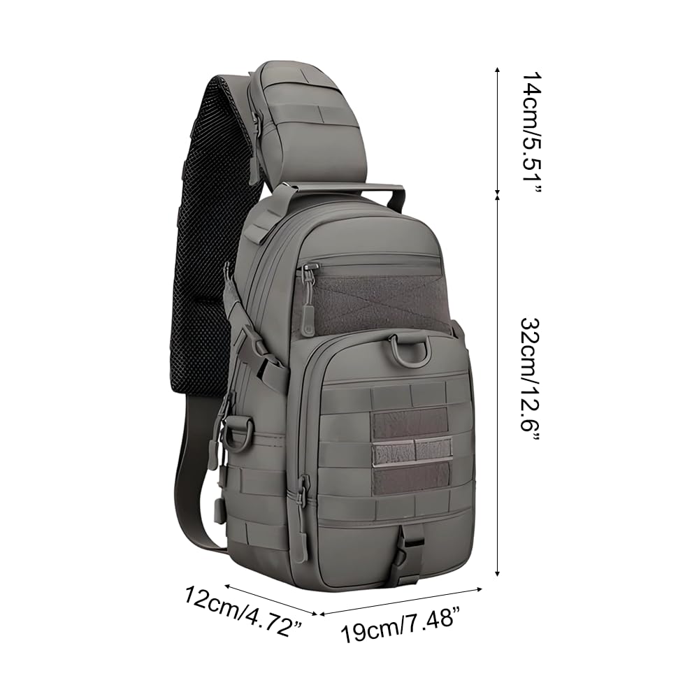 MiOYOOW Borsa a Tracolla per Ciclismo, Multifunzionale Portatile Borsello Petto Capacità, Zaino Tattica con 3 Metodi di Trasporto, per Campeggio, Ciclismo, Escursione, Hiking Sport