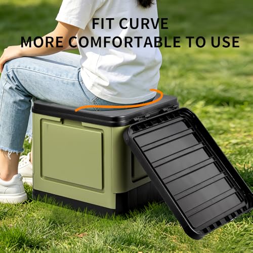 Foldable Portable Camping Toilet with Lid & Paper Holder for Car RV, Green - Compact Design - Image 6