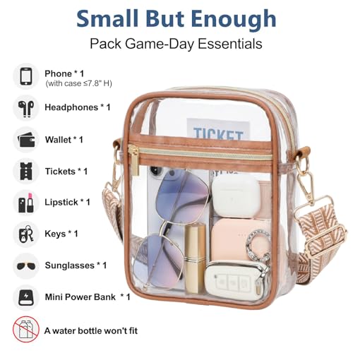 Image of PACKISM Clear Purse for Stadium Events - Clear Crossbody Bag for Women | Adjustable Wide Strap, 2 Easy-Access Pockets, Thick 0.5mm PVC, for Sport Game Day Concert Festival, Clear Bag Stadium Events