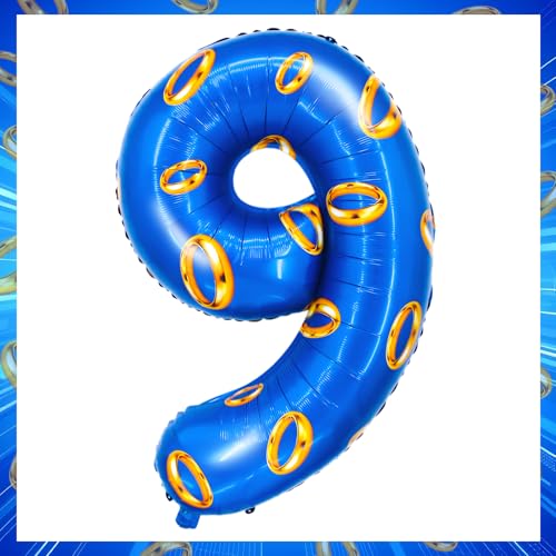 Image of Number 40 Inch Blue and Gold Ring Balloon Birthday Number Decoration Aluminum Film Balloon Suitable for Boys and Girls Blue Theme Party Cartoon Party Decoration Supplies (9)