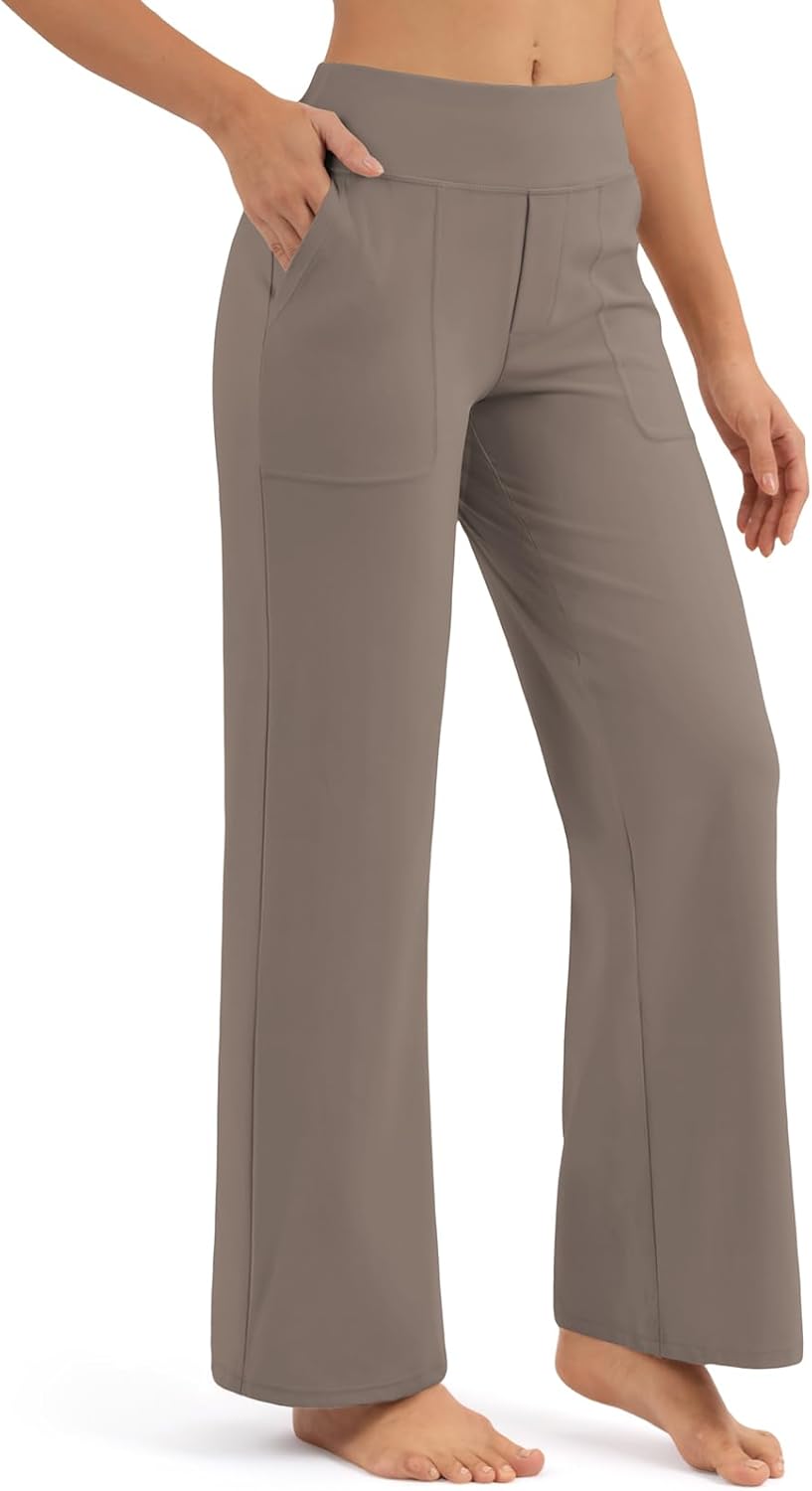 Yoga Pants Women Wide Leg Pants with Pockets High Waist Stretch Casual Sweatpants Petite/Regular/Tall 2025