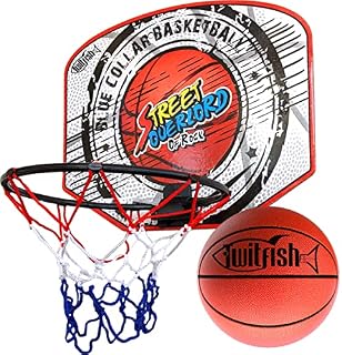 Twitfish Mini Basketball Hoop Set  Novelty Fun Toy Game for Office Desktop Home, MINI Board, Ball & Pump Set for all Basketball Fans