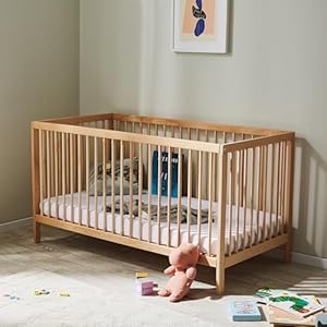 Kids Collective Babybett Kinderbett Gitterbett 60x120 & 70x140 cm höhenverstellbarer Lattenrost & herausnehmbare Sprossen stabiles Buchenholz | ab Geburt bis zum 3. Lebensjahr Made in EU | Natur