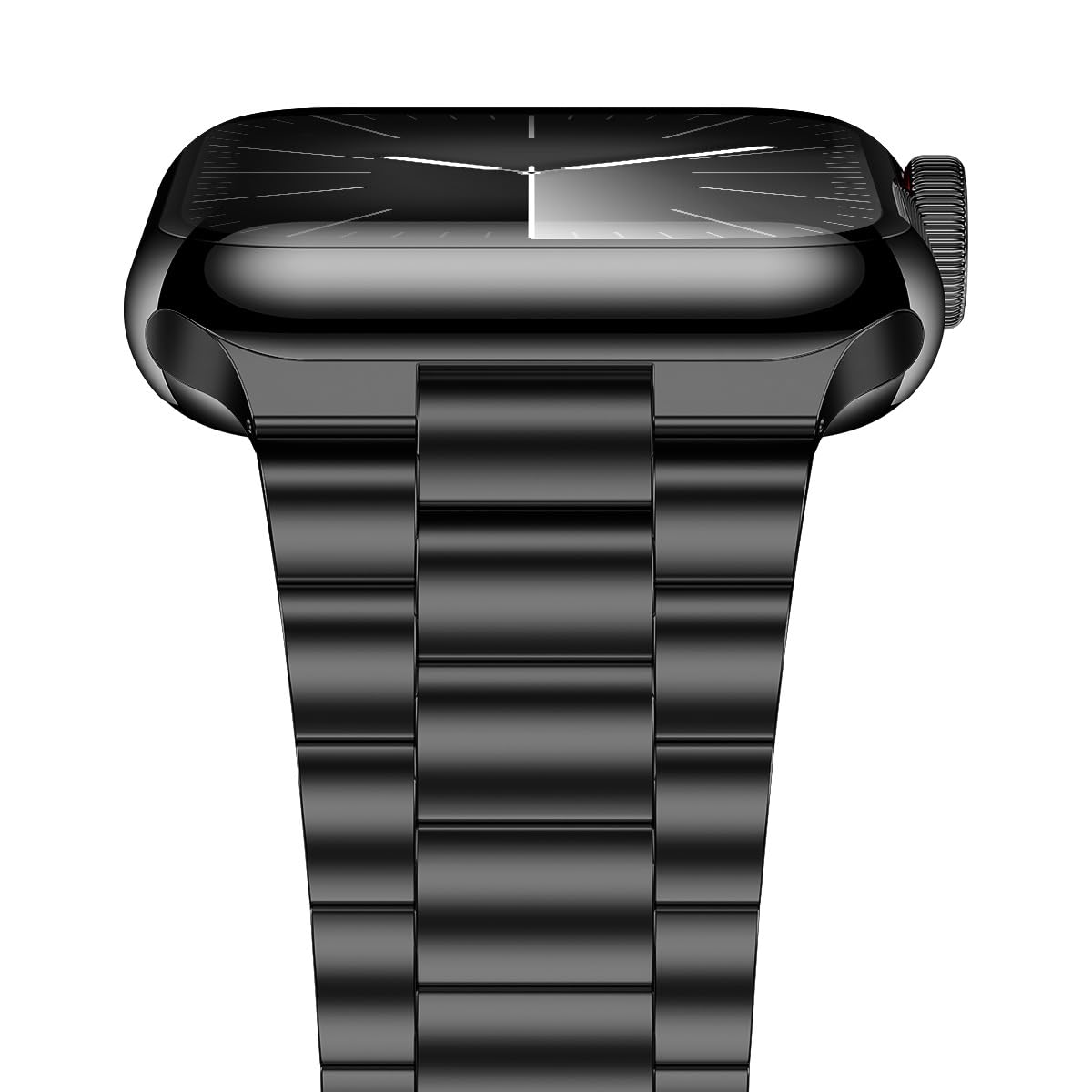 iiteeology Compatible with Apple Watch Bands 46mm/49mm/45mm/44mm, Luxury Stainless Steel Link Bracelet for Apple Watch Ultra 2/Ultra/Series 1-10- 3 Bead, Black