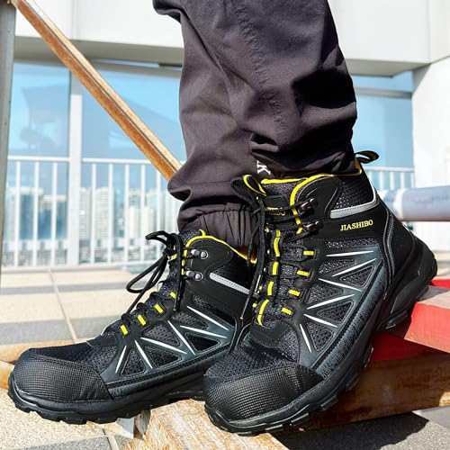 Image of Blapek Steel Toe Boots for Men Puncture Resistant Work Shoes Slip Resistant Leather Safety Sneakers Lightweight Breathable Comfortable Industrial Footwear