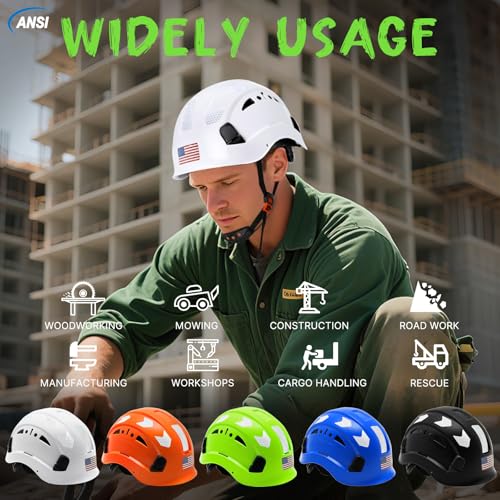 Aolamegs Construction Hard Hats for Men OSHA Approved - ANSI Z89.1 Adjustable Vented Safety Helmet for Adults Lightweight Head Protection 6 Pt Suspension White Hard Hat with Chin Straps and Belt Clip by Aolamegs - Image 9