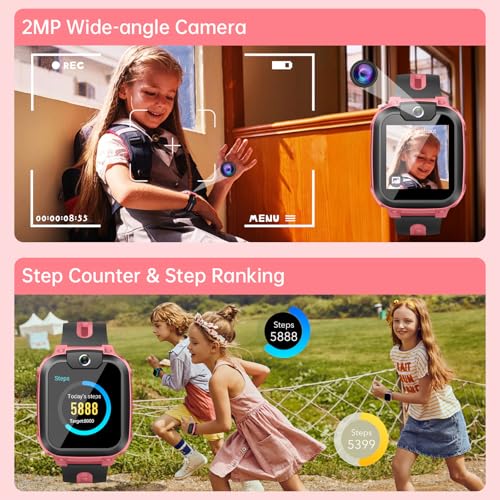 Image of imoo Watch Phone Z1, 4G Smart Watch for Kids with Real-Time HD Video & Phone Call, Smart Watch for Girls with Real-Time GPS Location, Smartwatch for Boys with IPX8 Water Resistance (Deep Pink)