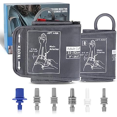 Full-Size Blood Pressure Replacement Cuffs - 5.9-9.5 & 9-21 Inches, Fit Small Medium Large XL XLarge Extra Large Big Arms, 6 Sizes of Connectors Compatible with Omron or Other Brands (Cuffs Only) Cover