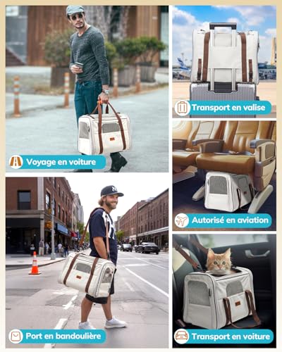 Sac de transport chat Morpilot beige L de qualité supérieure et confortable