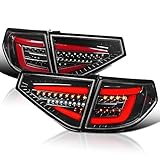 SPEC-D TUNING Jet Black Sequential Tail Lights w/Red LED Bar Compatible with 2008-2014 Subaru Impreza WRX Hatchback, Left + Right Pair Assembly