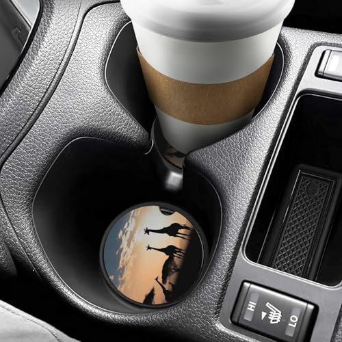 Portavasos para auto con diseño de jirafas en hierba 2 pcs miniatura 6