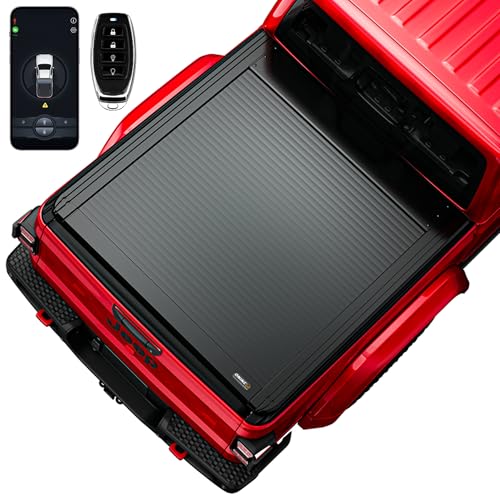Image of ONINE Low Profile Electric Power Retractable Truck Bed Tonneau Cover Custom fit 2020-2026 Jeep Gladiator JT 5ft Bed(60.3 inch), Aluminum Matte Black Slat, Remote Control, Weatherproof & Secure