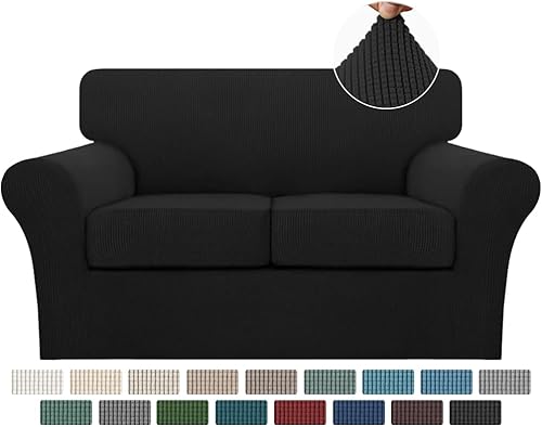 Miniatura 16 de Turquoize Fundas de sofá de 4 piezas para sofá de 3 cojines, funda de sofá suave para perros, fundas de sofá lavables con 3 fundas de cojín Biscotti