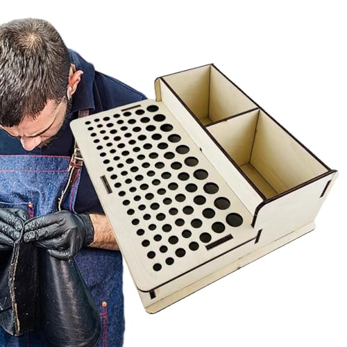 tongfeng Soporte de herramientas de trabajo de cuero, soporte de herramientas de madera con 2 ranuras y 103 agujeros, organizador de herramientas de madera para hacer herramientas, organizador de