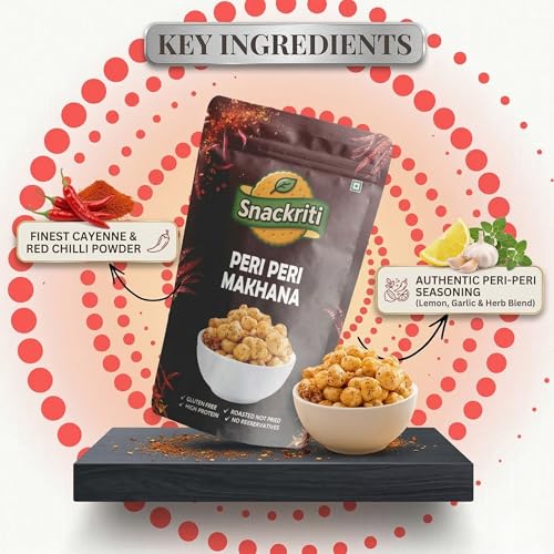 Image of Snackriti 100g (50gX2) Peri Peri Roasted Flavoured Makhana Foxnuts Combo Spicy Healthy Snack Low-Calorie