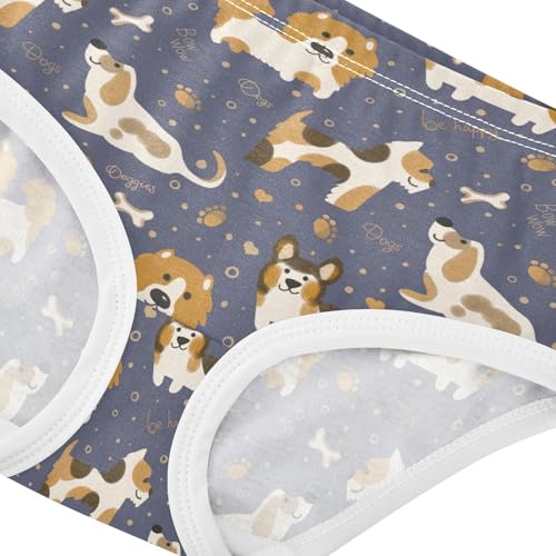 Wusikd Dogs Girls' Underwear Cotton Blue Girls Briefs Soft Toddler Underwear 8T4