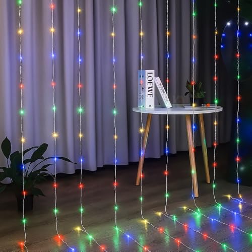 Image of K D Waterfall Curtain String LED Light (180 LEDs, Multi, 10x 08 Ft, 8 Modes, Plug Operated String led Light for Diwali /Navratri /Christmas for Indoor & Outdoor (Waterfall Multi)