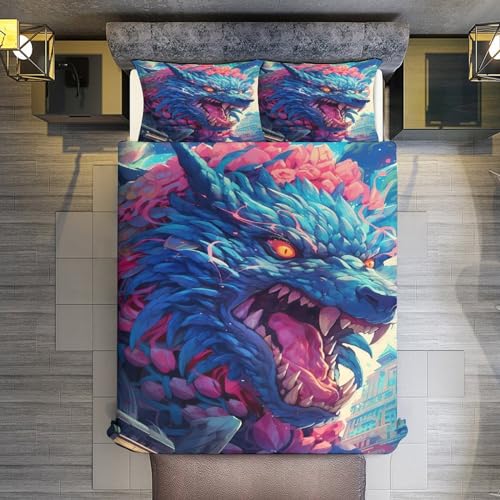 Parure de lit dragon 3D idée cadeau originale en microfibre douce king size - 3
