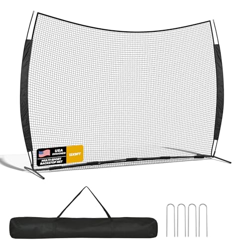 Shopsource 12x9ft Barricade Backstop Net, Ball Sports Barrier Netting, Protection Screen for Baseball Softball Lacrosse Soccer Hockey Training for Backyard with Carry Bag by Shopsource - Used condition - US$81.48