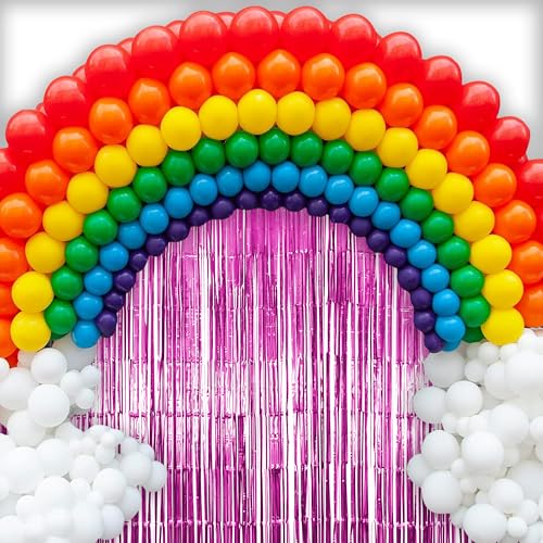 Image of Hampton Distribution 6 Pack Pink Fringe Backdrop, Pink Tinsel Backdrop Curtains, Decorations for Baby Showers, Birthday, Holidays, Parties & More