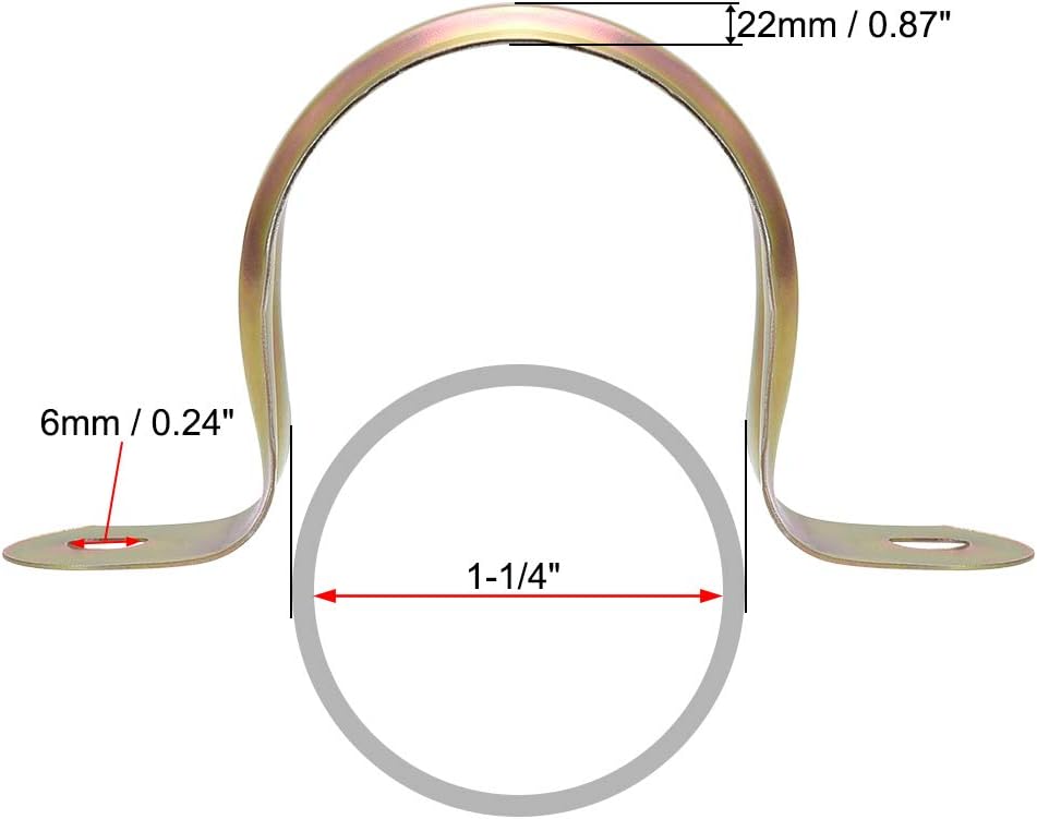 sourcing map 1-1/4inch Rigid Pipe Strap, 2 Holes Tube Straps Iron Tension Tube Clip Clamp 30pcs, 1-1/4" - Image 3