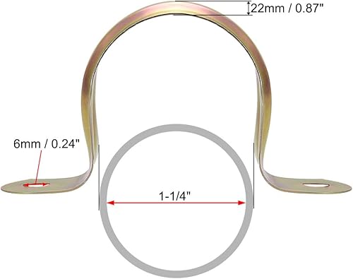 Miniatura 2 de uxcell Correa de tubo rígida de 1-14 pulgadas, correas de tubo de 2 agujeros, abrazadera de clip de tubo de tensión de hierro, 30 piezas