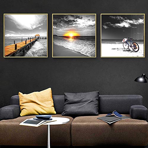 Paysage marin océan art print nordique pour salon moderne 40x40cm