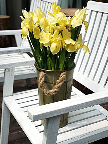 huaao Pack of 3 Artificial Iris Flowers, Long Stems, Fake Artificial Flowers, Iris Decoration for DIY Flower Arrangements, Wedding Bouquet, Photo Props Decoration, Home Party Table Decoration, Yellow - Image 4