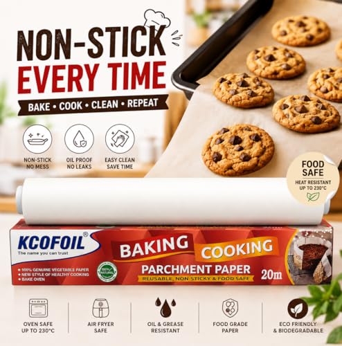 Image of 20m Deliwrap Parchment Paper for Baking, White (Pack of 3)