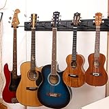 Soporte de pared para celofán, sostiene de forma segura 5 guitarras para exhibición o almacenamiento. Confiado por los amantes de la guitarra durante más de 30 años de guitarras invaluables. Utilizado por tiendas de música, museos, coleccionistas e personas de todo el mundo.