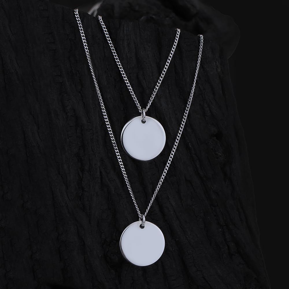 Vanbelle Sterling Silver Jewelry Rhodium Plated with 925 Stamp - Double-Row Disc Pendant Necklace for Women - 16" long + 2" Extender - Image 5