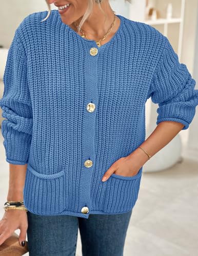 Image of PRETTYGARDEN Cardigan Sweaters for Women 2026 Trendy Oversized Knit Chunky Button Cardigans Fall Winter Outfits with Pockets