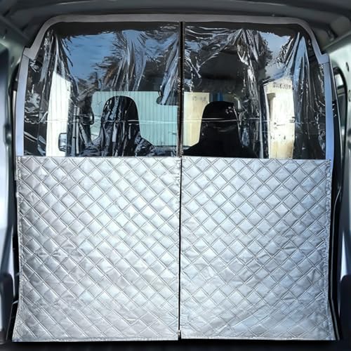 CARTIST 車内 間仕切りカーテン エアコン 仕切り ビニールカーテン 間仕切り パーテーション 軽バン エアコン効率アップ 軽自動車 飛沫防止 断熱 日焼け防止 分煙対策 開閉自由 ファスナー付き ほとんどの車種対応 (155*140cm)