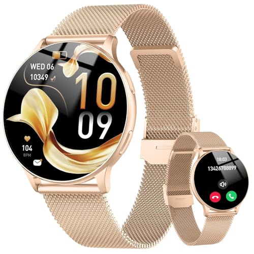 Smartwatch Damen mit Telefonfunktion, 1.32' AMOLED Smart Watch, Herzfrequenz SpO2...