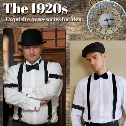 1920s Mens Costume Accessories Outfit Fedora Hat Vintage Roaring 20s Costumes Gangster Accessories for Gatsby Party3