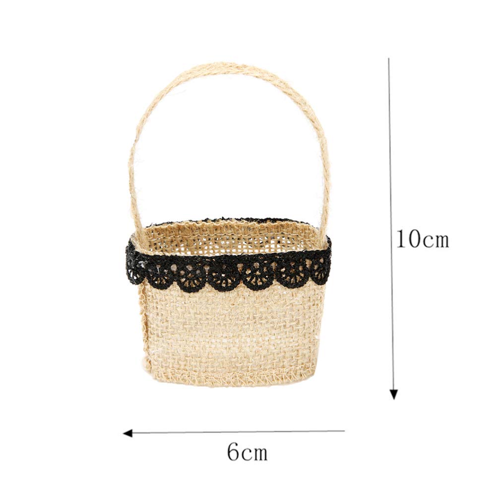 Amosfun 4Pcs Burlap Wedding Flower Girl Basket with Bowknot for Vintage Rustic Wedding Ceremony