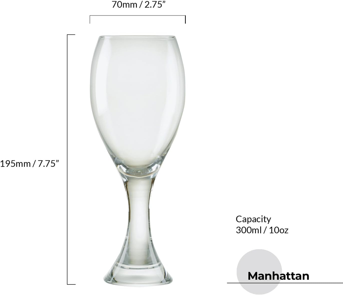 Anton Studio Designs Manhattan Handmade Wine Glasses Perfect for Wine, Water, or Beverages - 10 oz - Clear - Set of 2 Elegant Wine Glasses