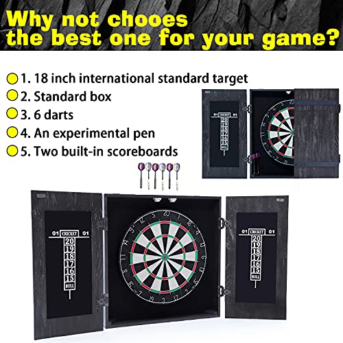 Neconcet Dartboard And Cabinet Set: Sisal Dartboard With Self Healing Bristles And Accessories- Multiple Styles Available (Scorpio) #TOP4