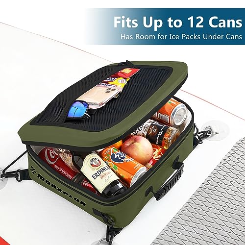 Image of Waterproof PVC Paddleboard Cooler Deck Bag - 12 Can Soft Insulated Cooler for Paddleboarding, Camping, Kayaking