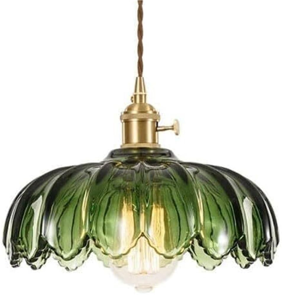 Suspension en verre vert créative fleur pour luminaire de cuisine salle à manger salon