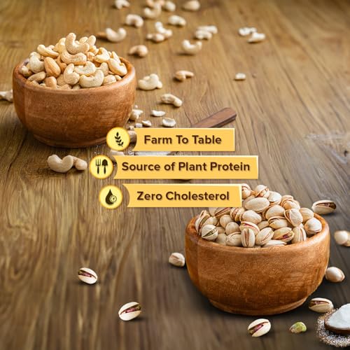 Image of Kravio Premium Roasted Salted Cashew & Pistachio Nuts (2 X 200g) | Zero Cholesterol Natural Whole Kaju & Inshell California Pista Nuts & Dry Fruits | Rich in Protein, Crunchy Delicious Healthy Snacks