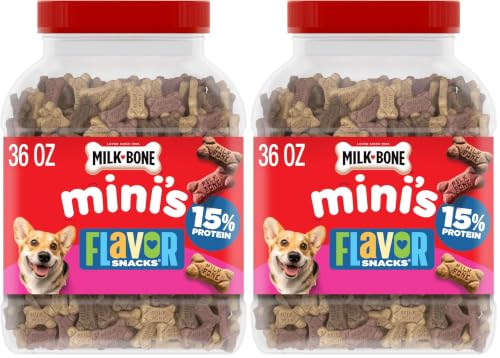 Image of Milk-Bone Flavor Snacks Mini's Dog Biscuits, Flavored Crunchy Dog Treats, 36 Oz. Canister (Pack of 2)